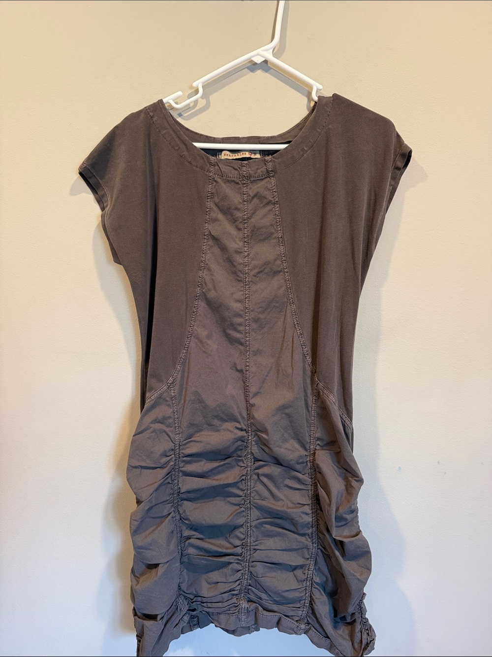 Wearables Women's Ruched Short Sleeve Dress -Dark Gray